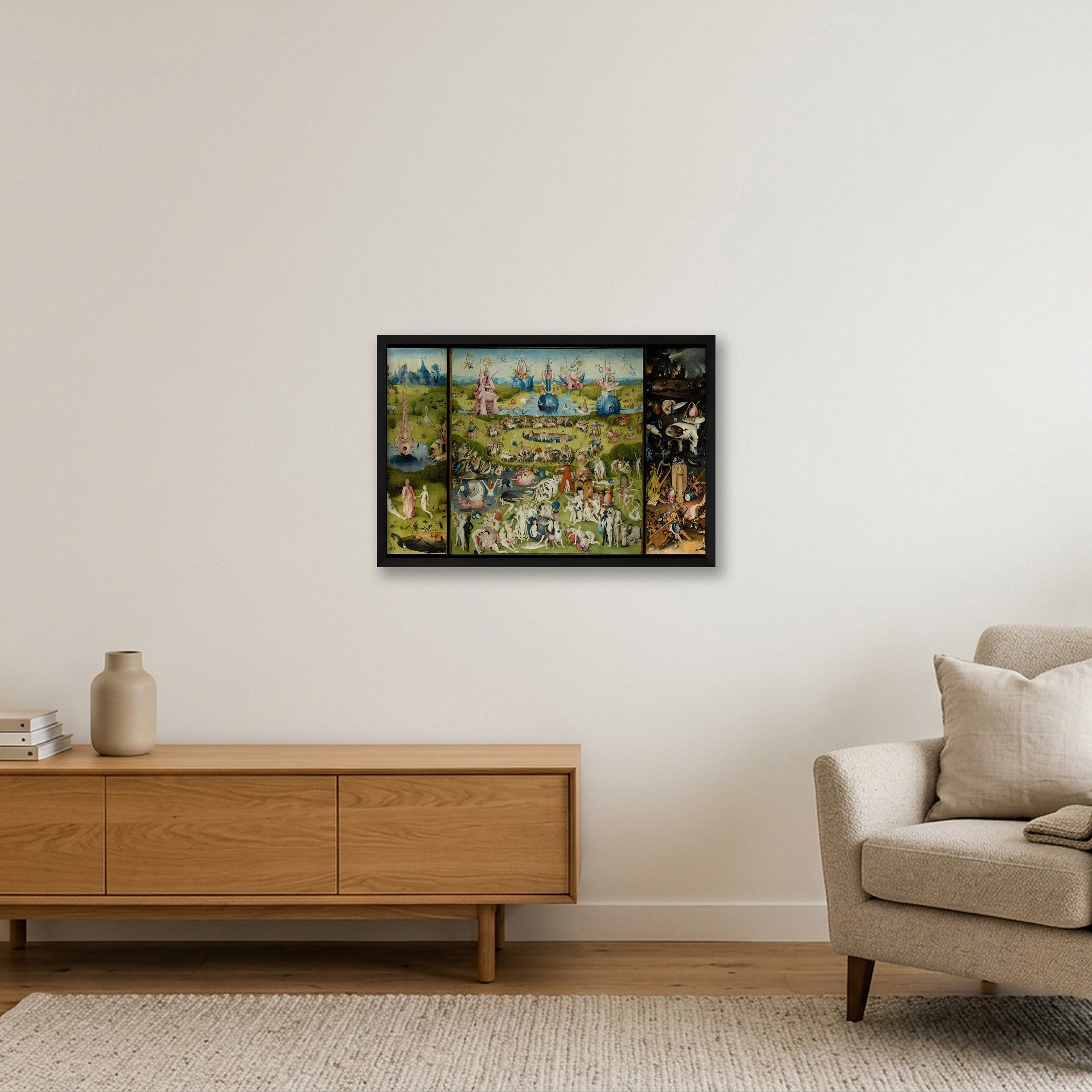 Hieronymus Bosch: Der Garten der Lüste, 1490/1500 — 60×40cm, 24×16" Black Frame