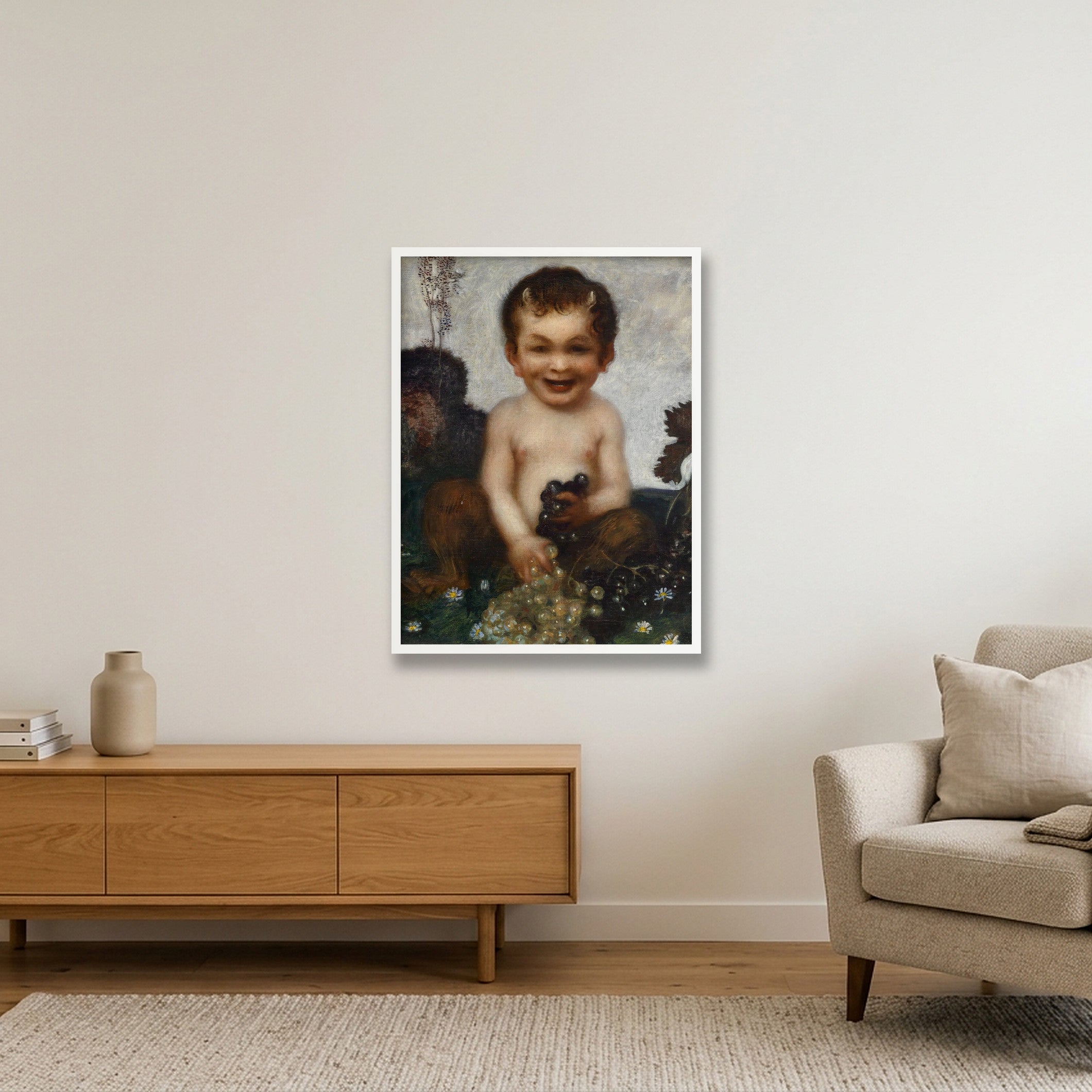 Franz von Stuck: Junger Faun, 1902 — 60×80cm, 24×31" White Frame