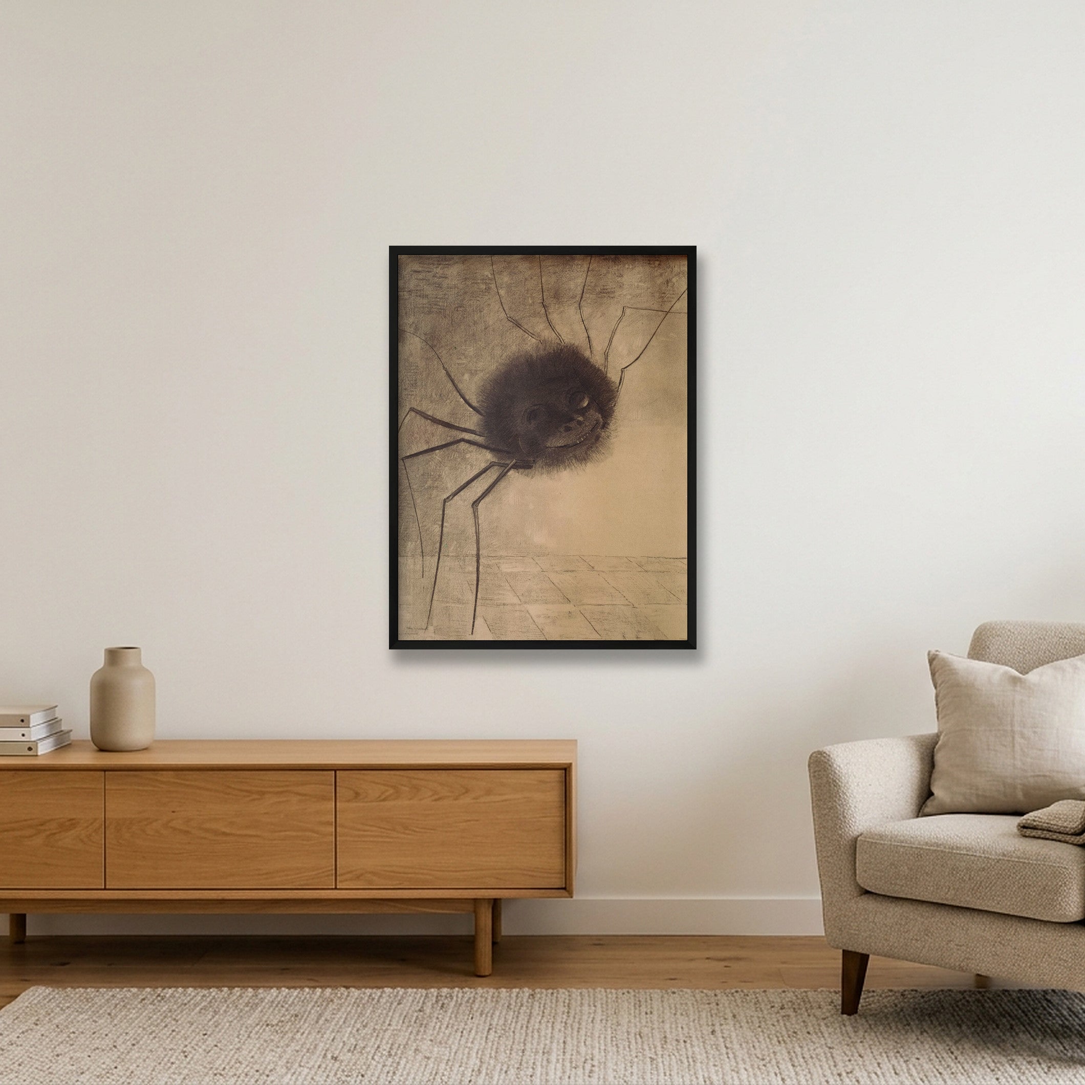 Odilon Redon: Die lächelnde Spinne, 1881 — 60×80cm, 24×31" Black Frame