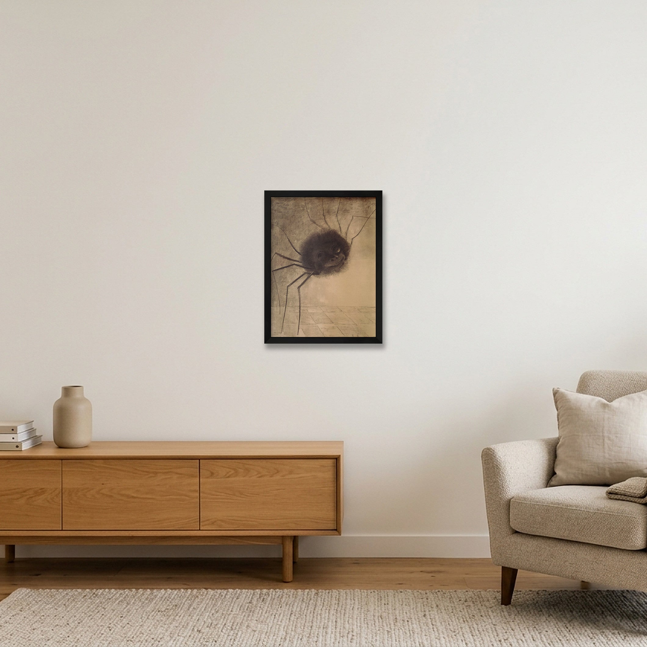 Odilon Redon: Die lächelnde Spinne, 1881 — 30×40cm, 12×16" Black Frame