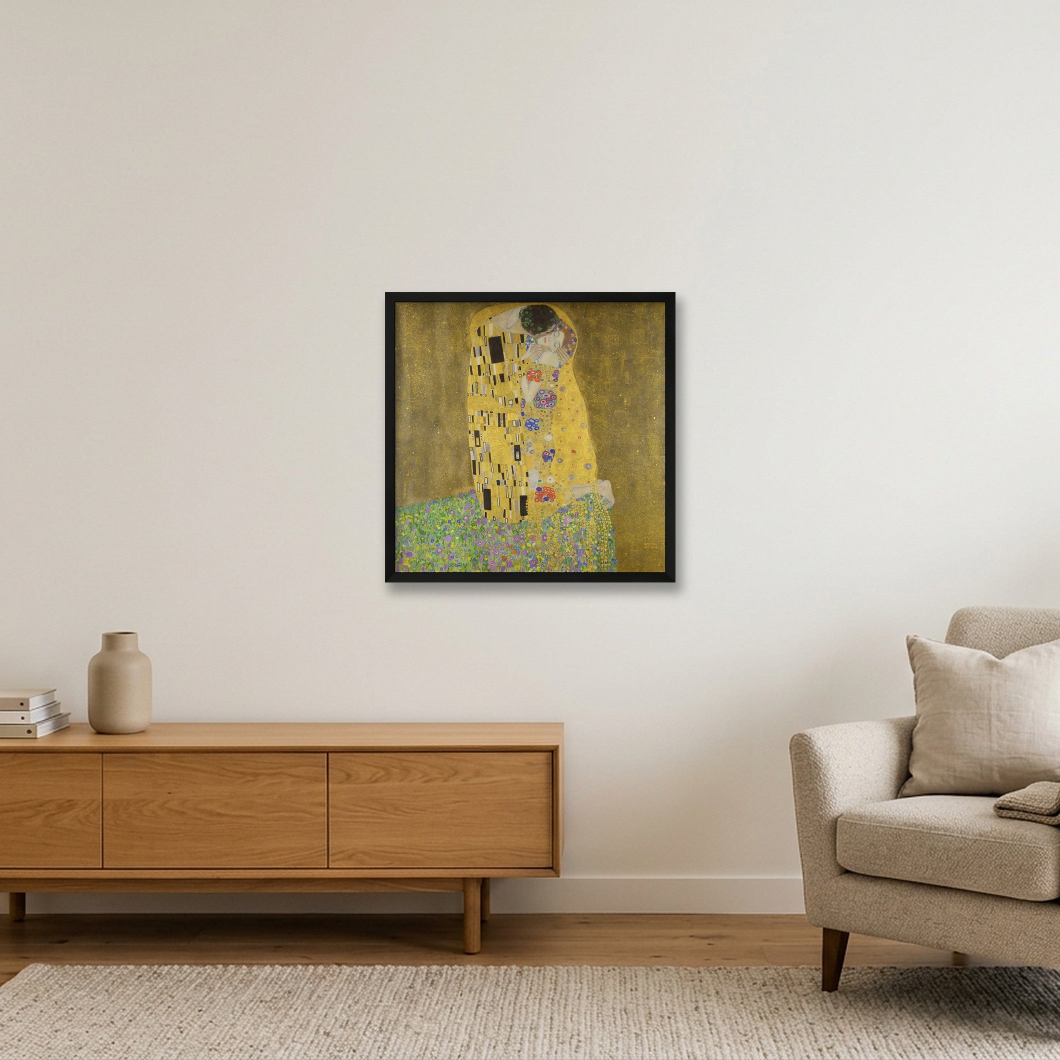 Gustav Klimt: Der Kuss, 1907/08 — 50×50cm, 20×20" Black Frame