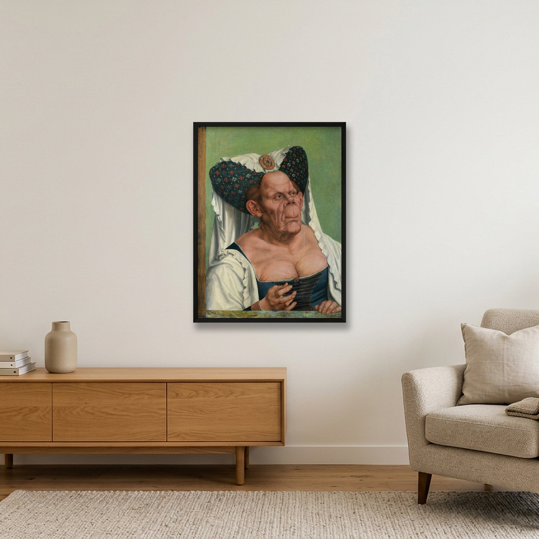 Quinten Matsys: Eine groteske alte Frau, 1513 — 60×80cm, 24×31" Black Frame