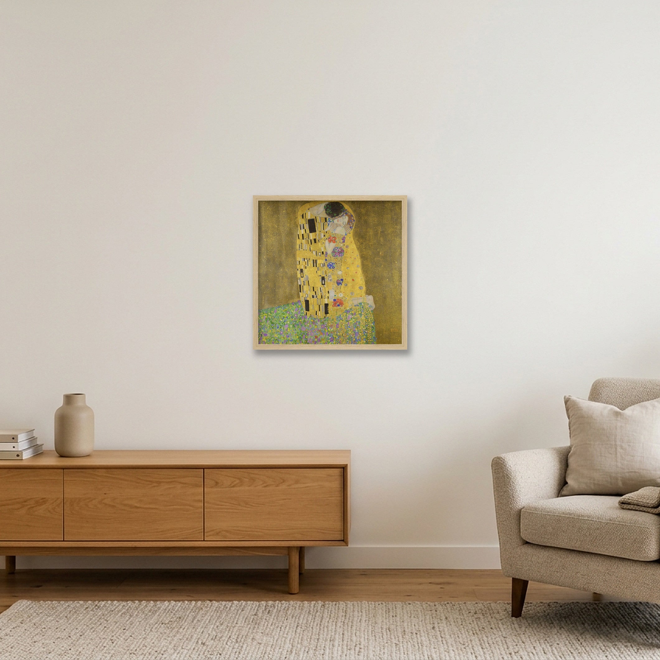 Gustav Klimt: Der Kuss, 1907/08 — 40×40cm, 16×16" Oak Frame