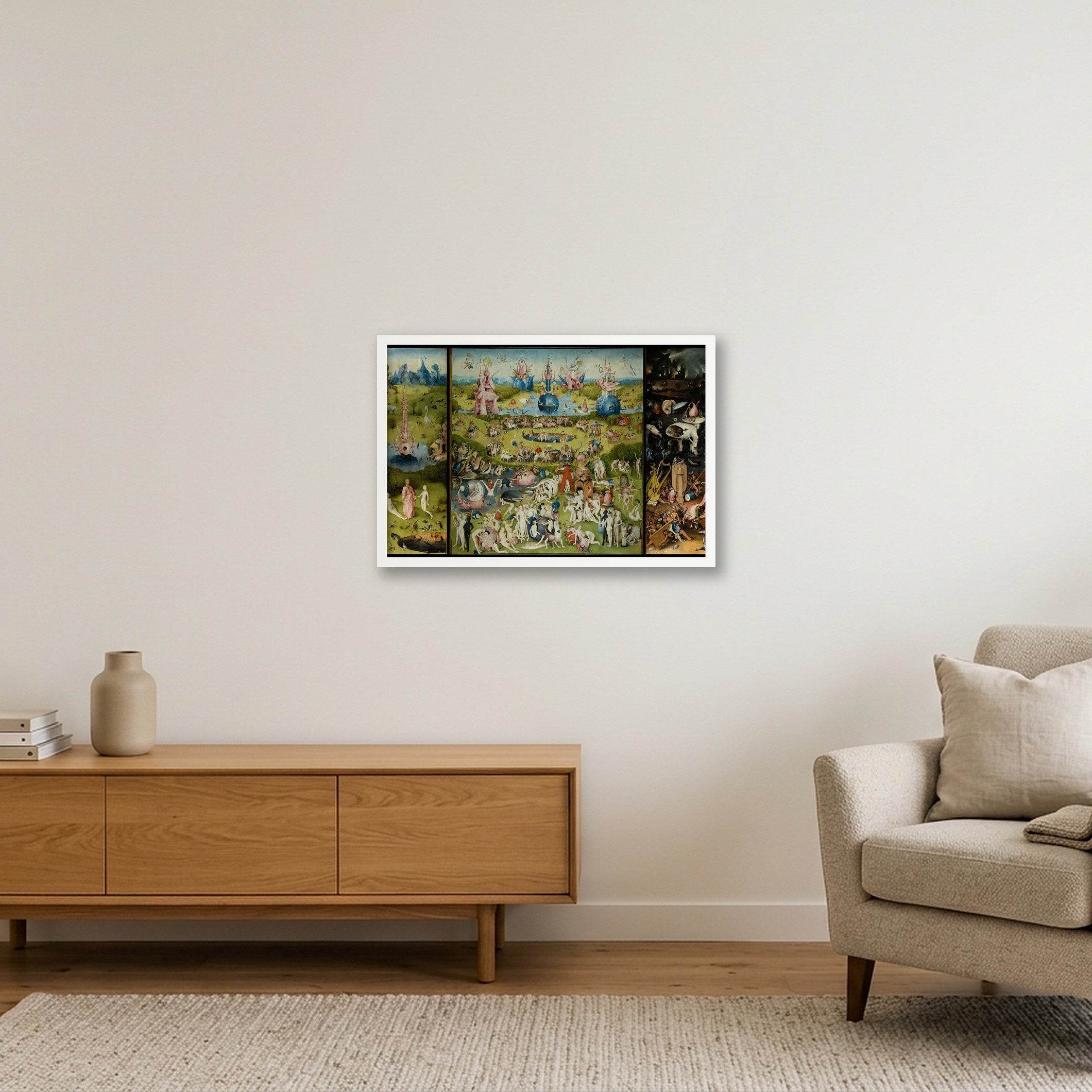 Hieronymus Bosch: Der Garten der Lüste, 1490/1500 — 60×40cm, 24×16" White Frame