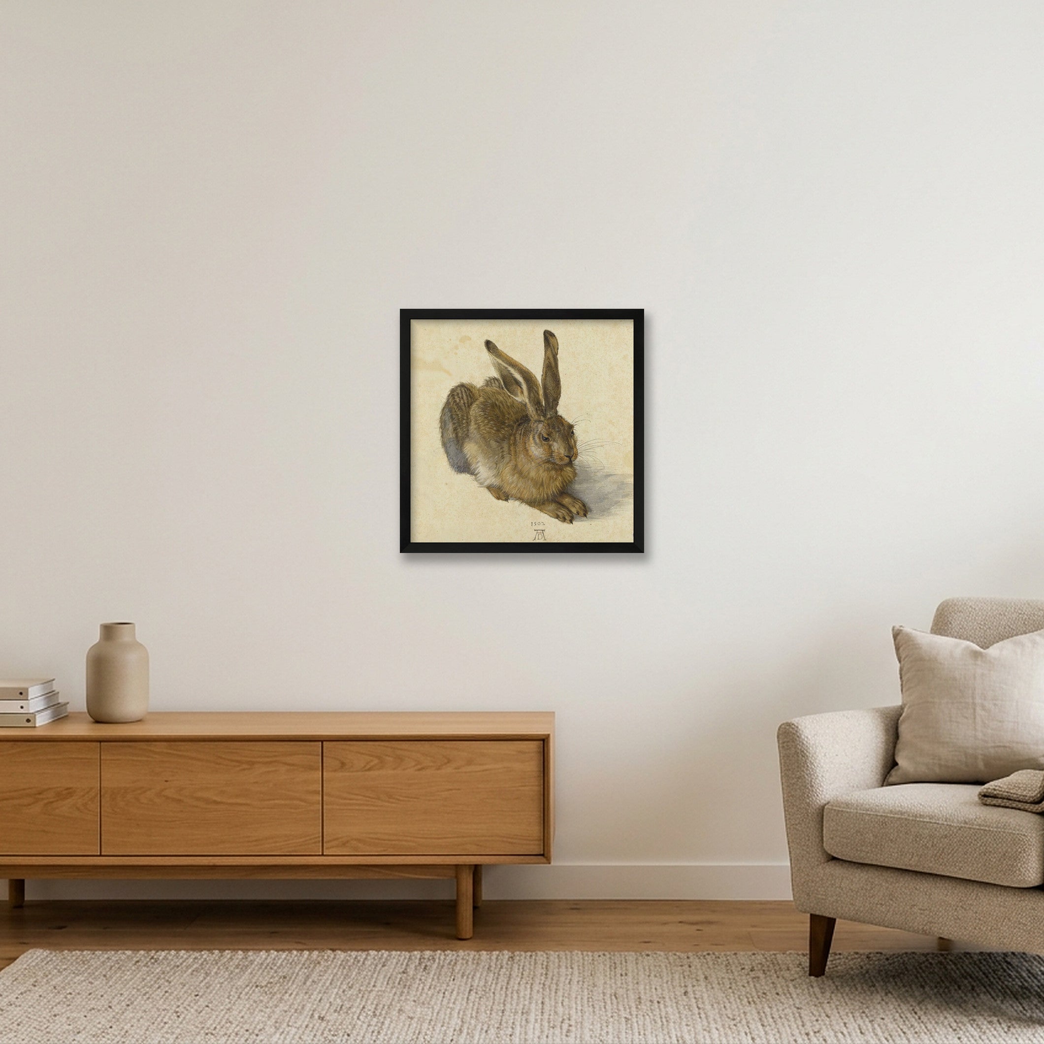  Albrecht Dürer: Feldhase, 1502 — 40×40cm, 16×16" Black Frame