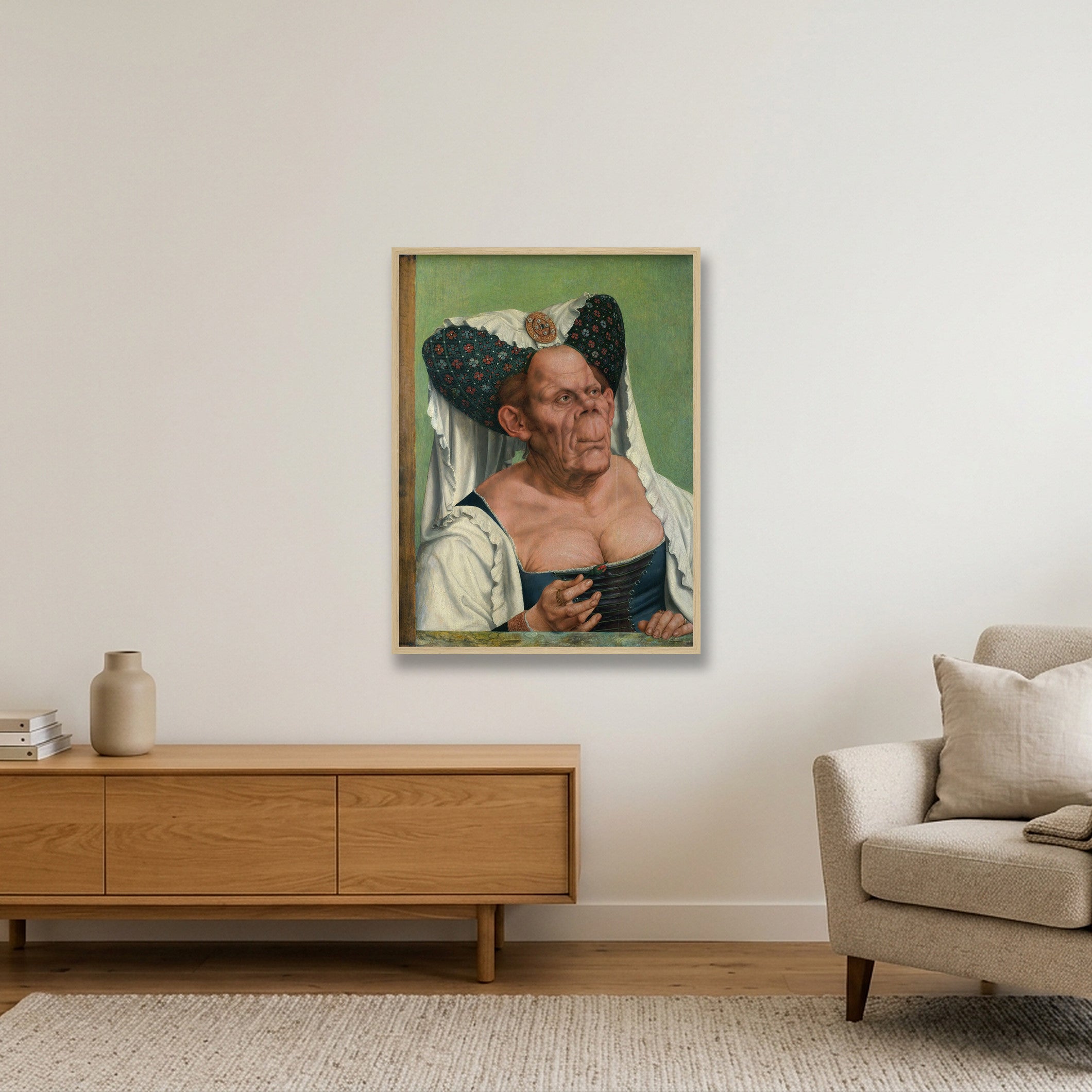 Quinten Matsys: Eine groteske alte Frau, 1513 — 60×80cm, 24×31" Oak Frame