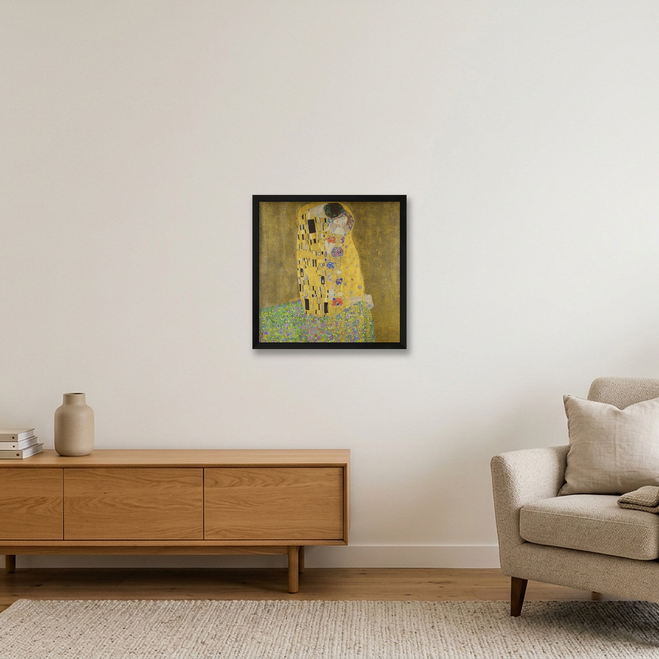 Gustav Klimt: Der Kuss, 1907/08 — 40×40cm, 16×16" Black Frame