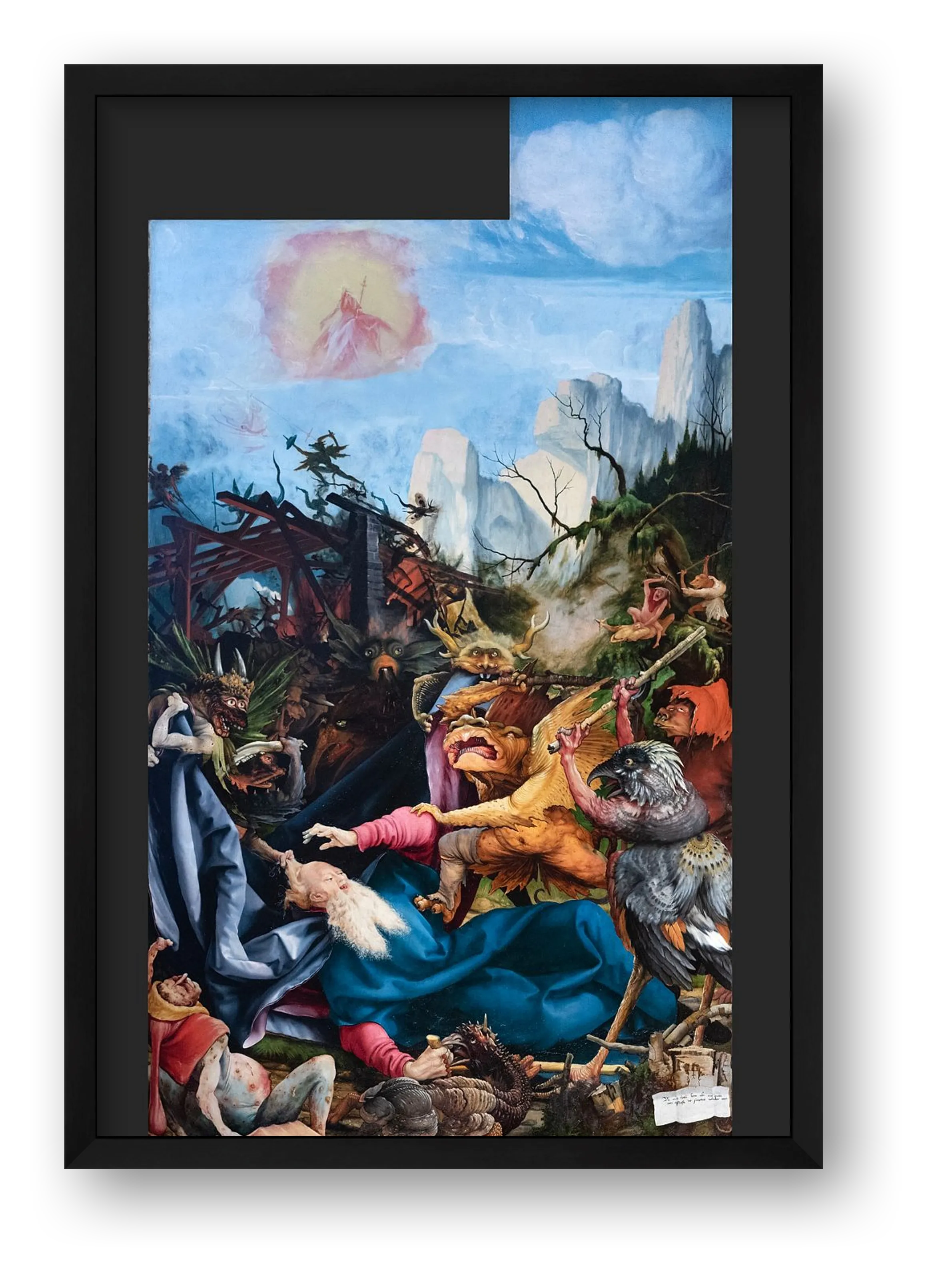 Matthias Grünewald: Die Versuchung des heiligen Antonius, 1512/1516 — framed