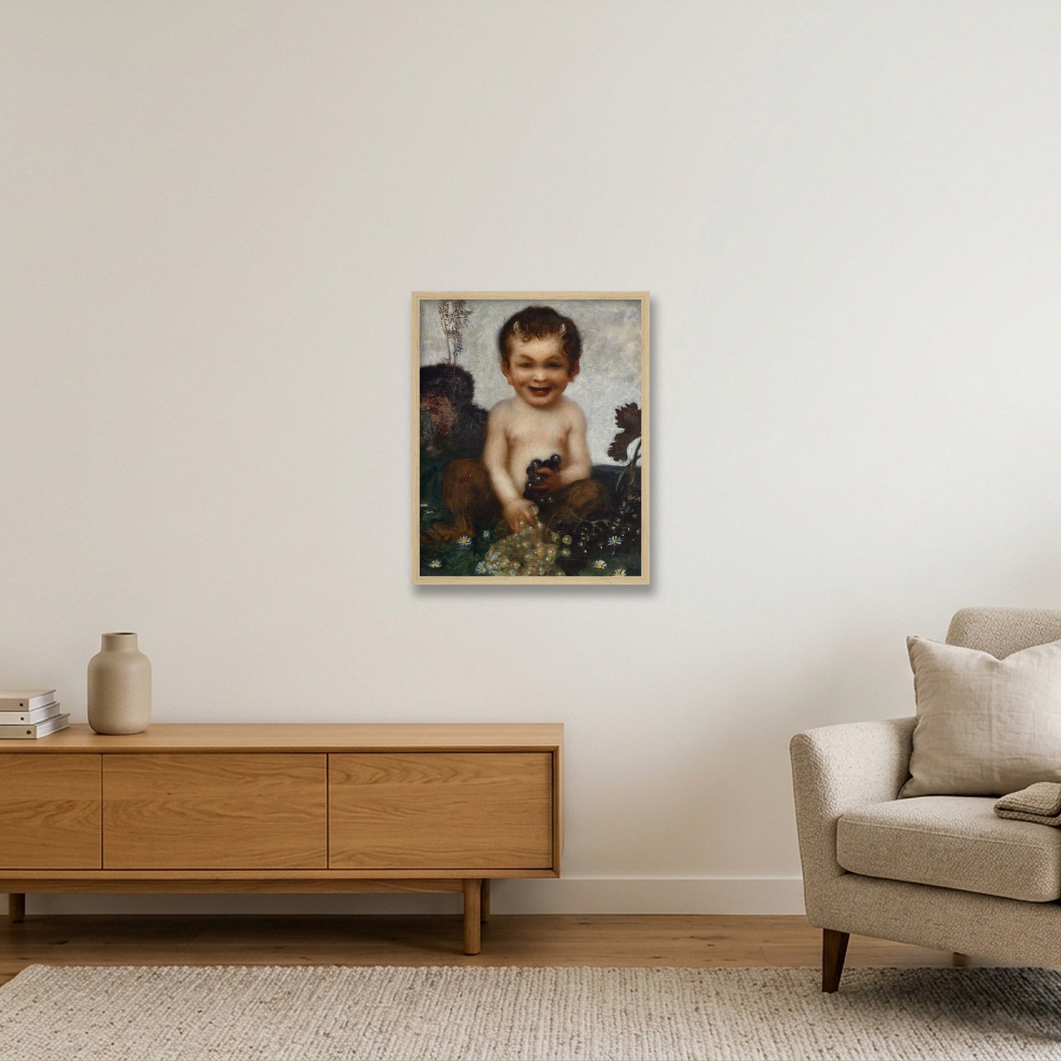 Franz von Stuck: Junger Faun, 1902 — 40×50cm, 16×20" Oak Frame