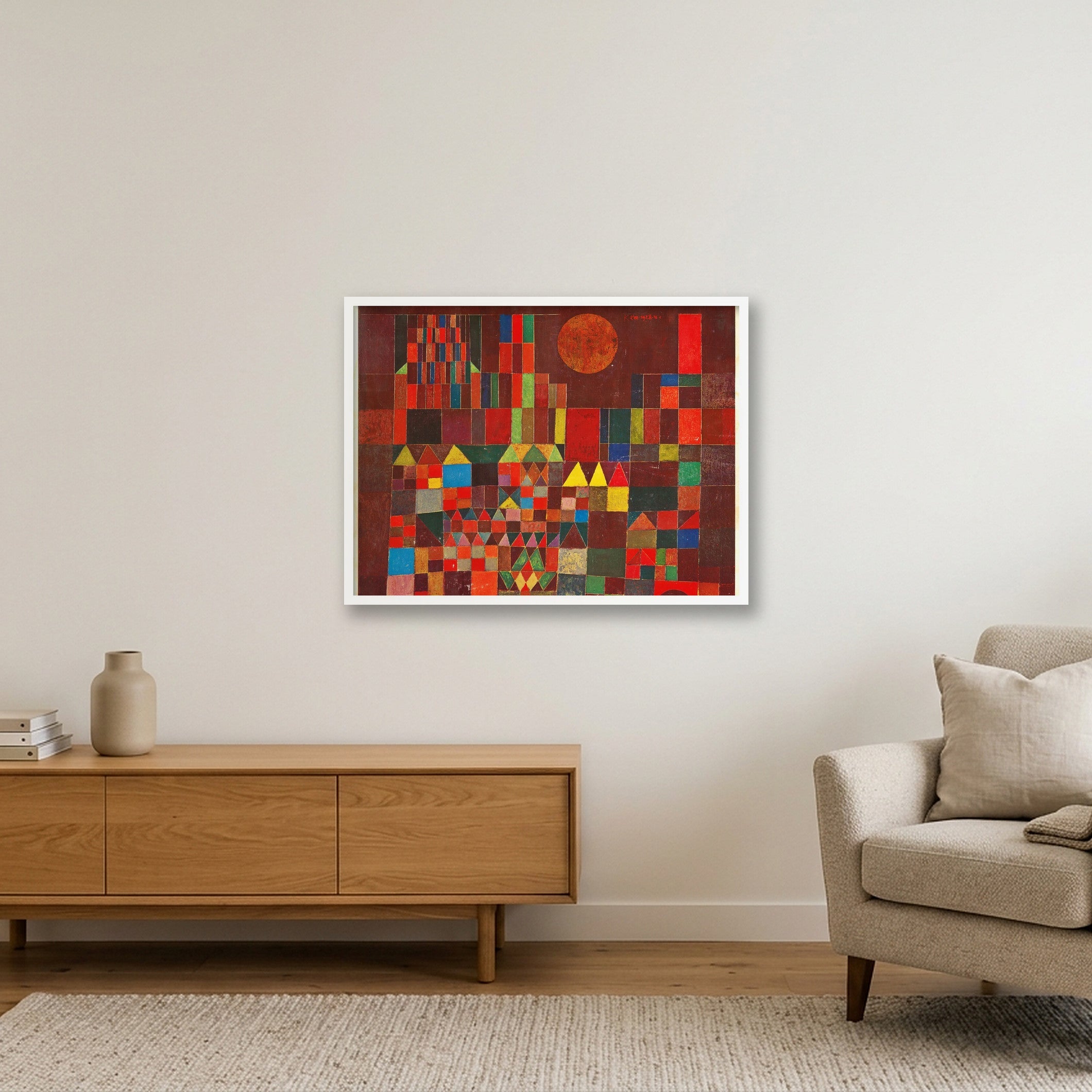 Paul Klee: Burg und Sonne, 1928 — 80×60cm, 31×24" White Frame