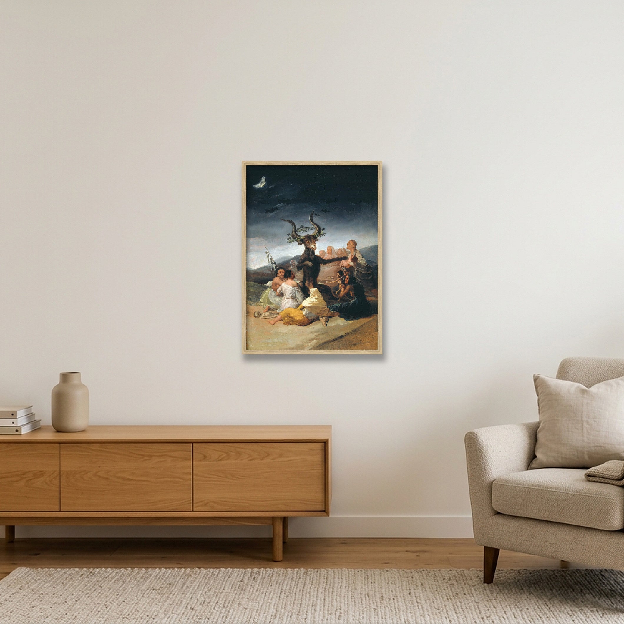 Francisco de Goya: Hexensabbat / Der große Ziegenbock, 1798 — 42×59cm, 17×23" Oak Frame